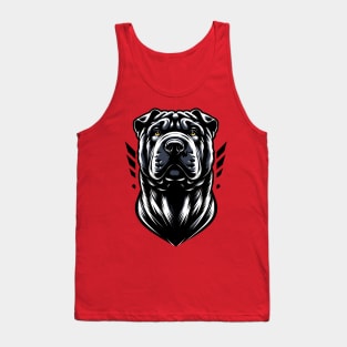 Stunning and Cool Chinese Shar-Pei Monochrome and Gold Portrait for Father's Day Tank Top